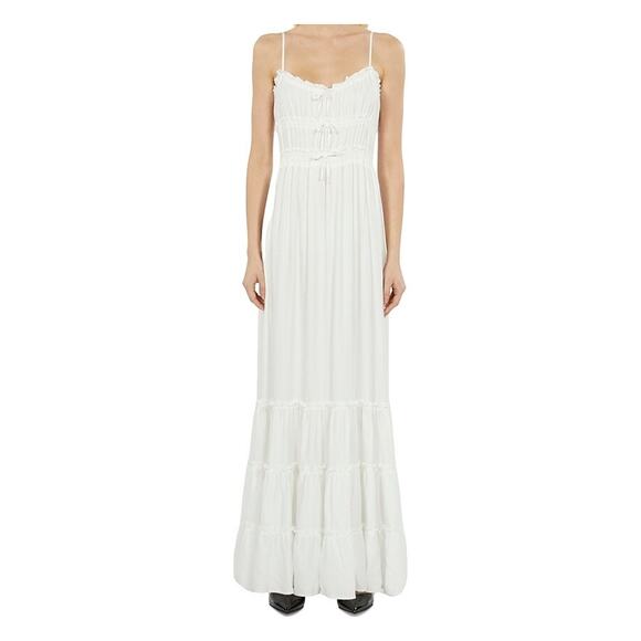 The Kooples Shirred Bow Maxi Dress Size 0 - Picture 1 of 7